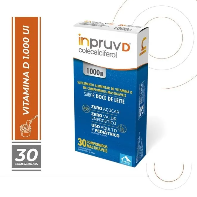 Inpruv D Mastigável Doce De Leite 1000U 30 Comprimidos