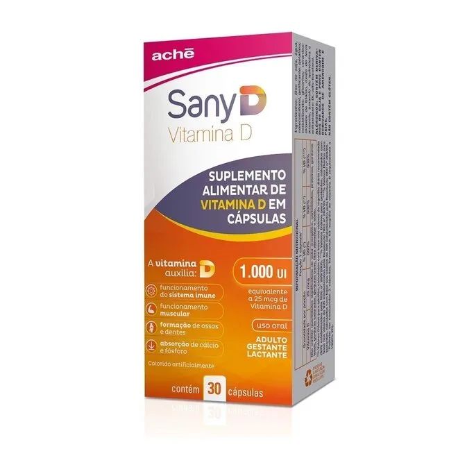 Vitamina D Sany 1.000Ui Aché Caixa Com 30 Cápsulas