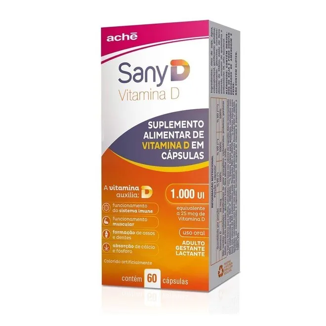 Vitamina D Sany 1.000Ui Aché Caixa Com 60 Cápsulas