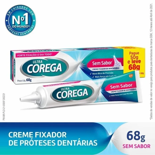 Corega Ultra Max Fixação Sem Sabor 70g - GSK