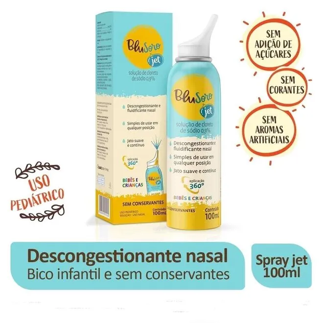 Descongestionante Nasal Blusoro Jet Infatil 0,9% Com 100ml
