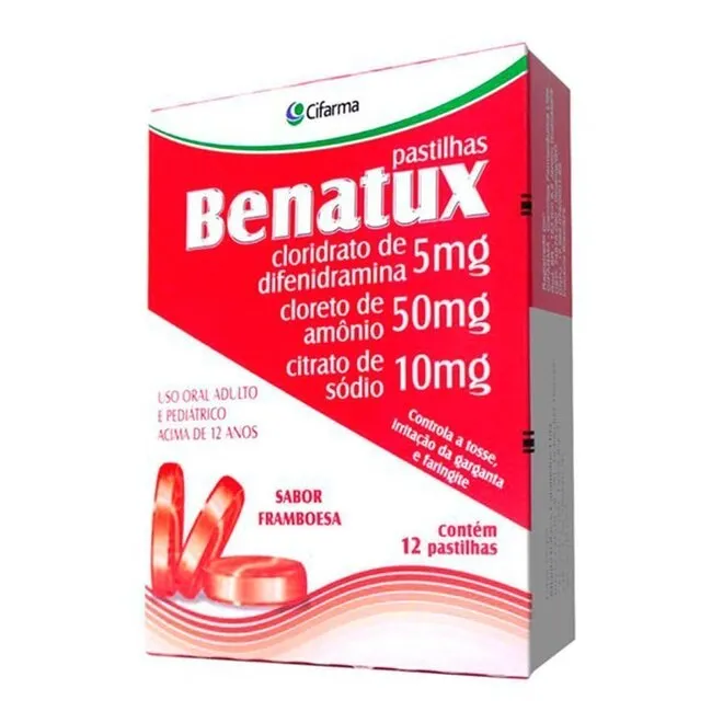 Pastilha Benatux Sabor Framboesa 12 Unidades