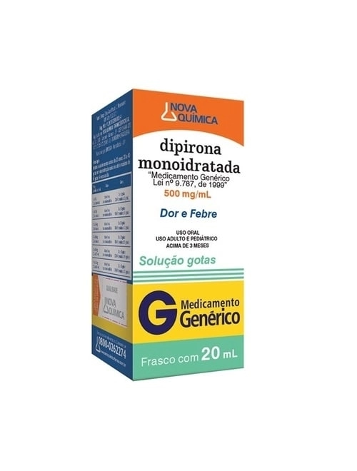 Dipirona Sódica 500mg/ml Gotas 20ml - NOVA QUIMICA