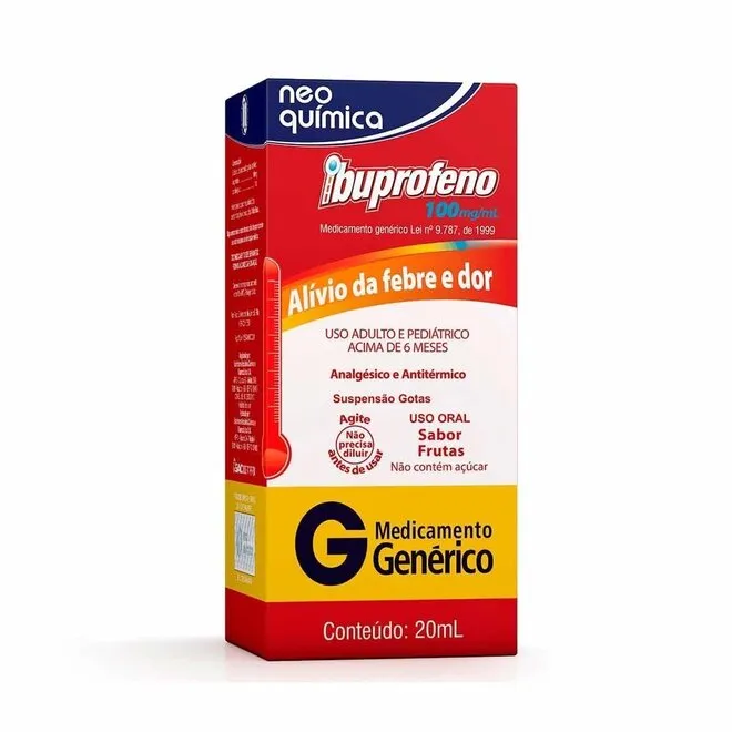 Ibuprofeno Gotas 100Mg/Ml Neo Química Com 20 Ml