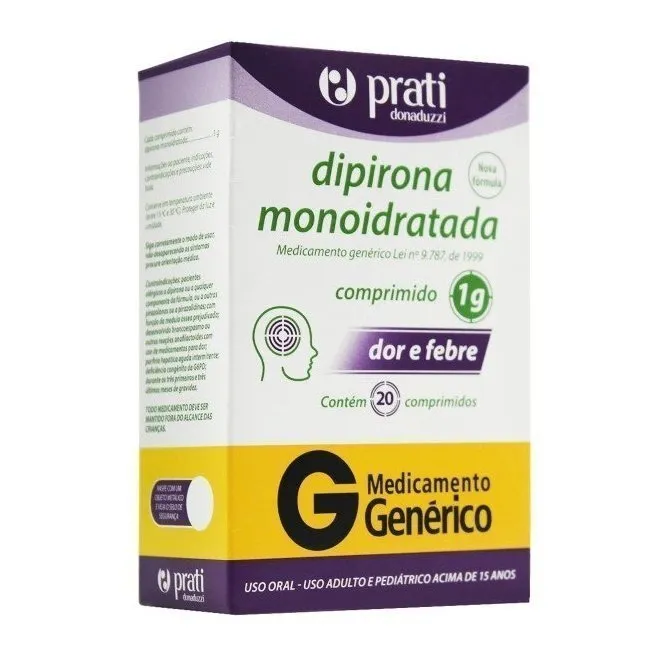 Dipirona Monoidratada 1G 20 Comprimidos Prati