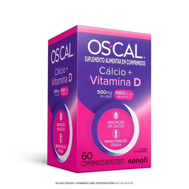 Oscal D 500Mg + 1000Ui Sanofi Caixa Com 60 Comprimidos