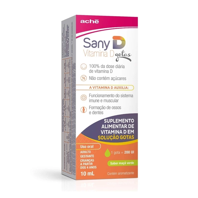 Sany D Vitamina D 200UI Maçã Verde líquido 10ml - ACHÉ