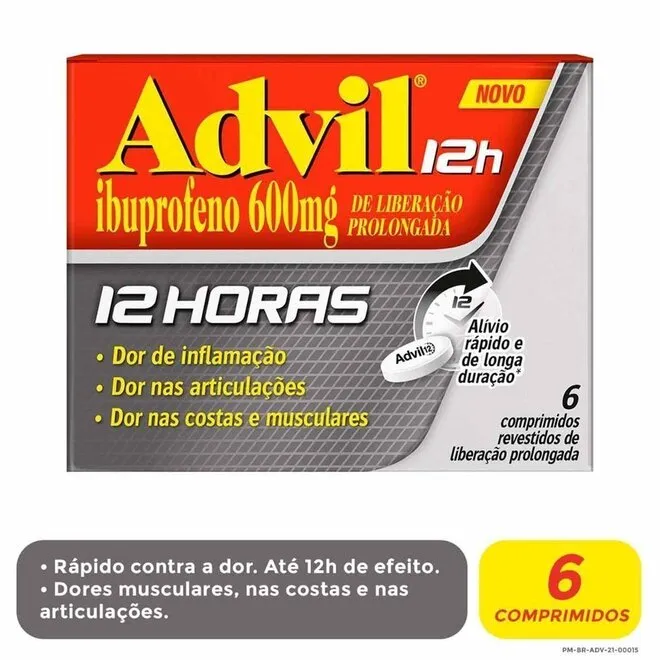 Advil 12H 600Mg Gsk Caixa Com 6 Comprimidos
