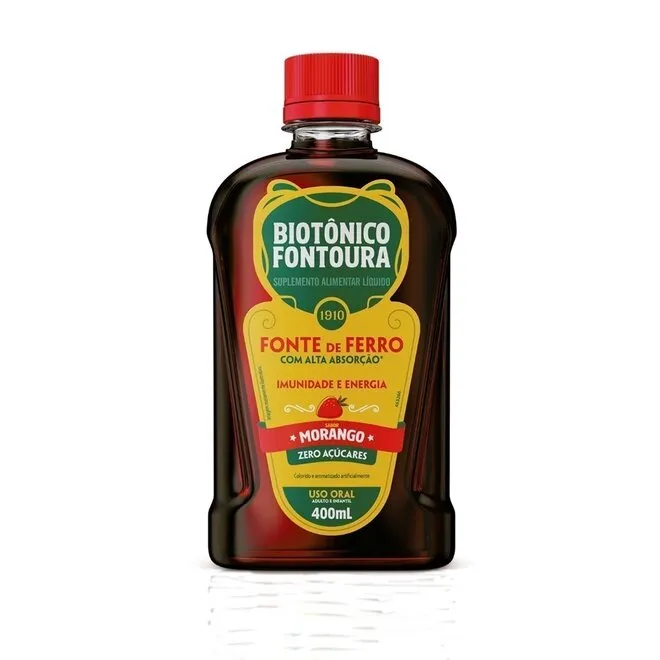 Biotônico Fontoura Sabor Morango Frasco Com 400Ml