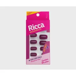 Unhas Postiças Ricca Roxo Ametista com 24 Unidades