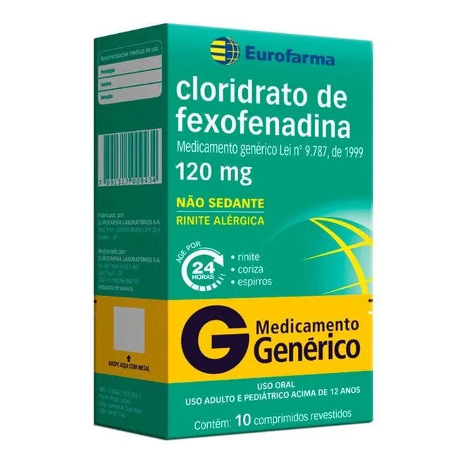 Fexofenadina 120Mg Eurofarma Caixa Com 10 Comprimidos
