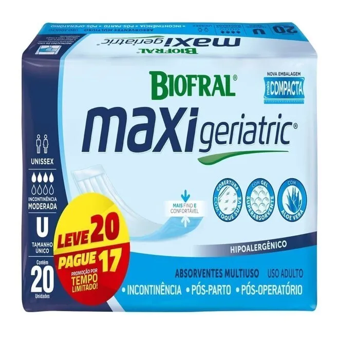 Absorvente Geriátrico Biofral Maxi Geriatric Combo 20 Unid