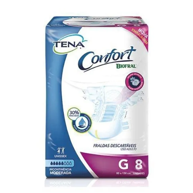Fralda Geriátrica Confort Tamanho G Tena Com 8Un