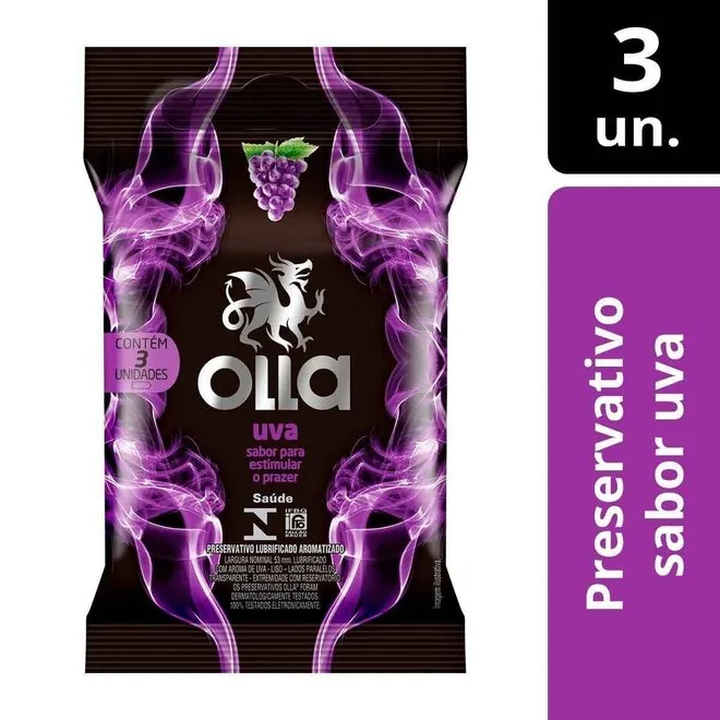 Preservativo Olla Lubrificante Uva C/3Unidades