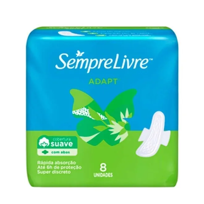 Absorvente Sempre Livre Adapt Suave Com Abas 8 Uni