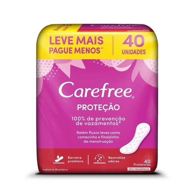 Protetor Diário Proteção Sem Perfume Carefree 40Un