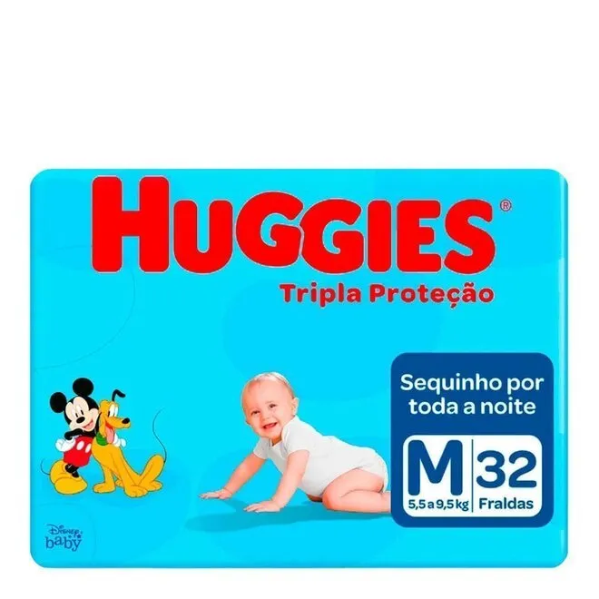 Fralda Huggies Tripla Proteção Jumbo M 32 Unidades