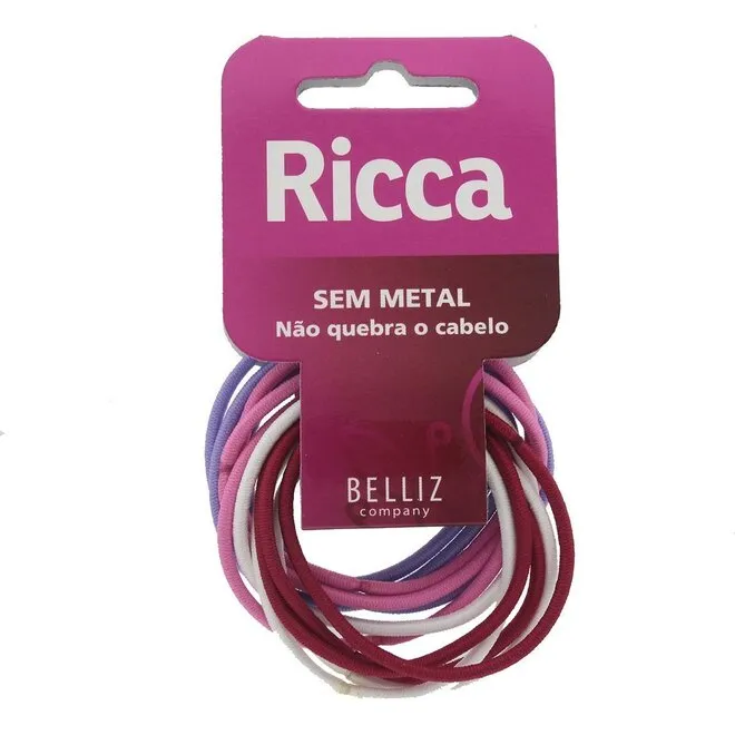Elástico Sem Metal Colors Ricca Embalagem 12Un