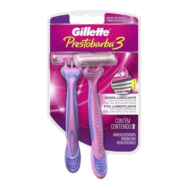 Aparelho De Depilar Feminino Prestobarba 3 Gillette Com 2Un