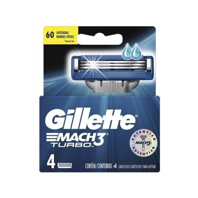 Carga De Laminas De Barbear Gillette Mach3 Turbo 4 Unidades