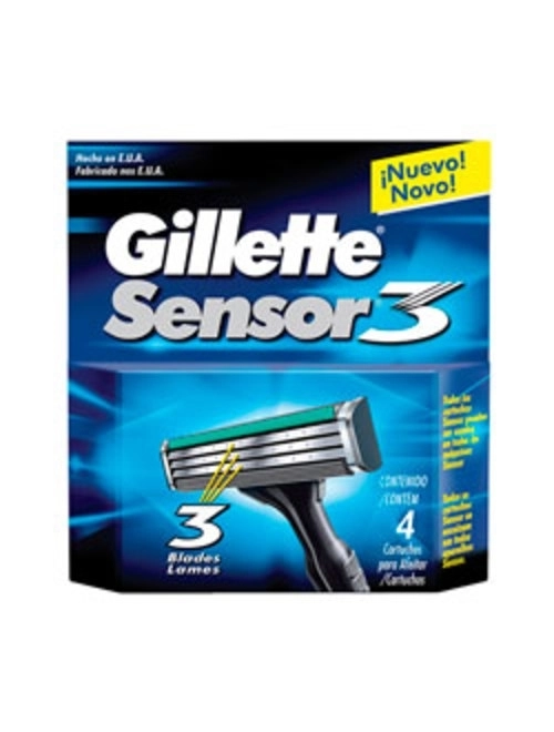 Carga Barbear Gillette Sensor 3 C/4Unidades