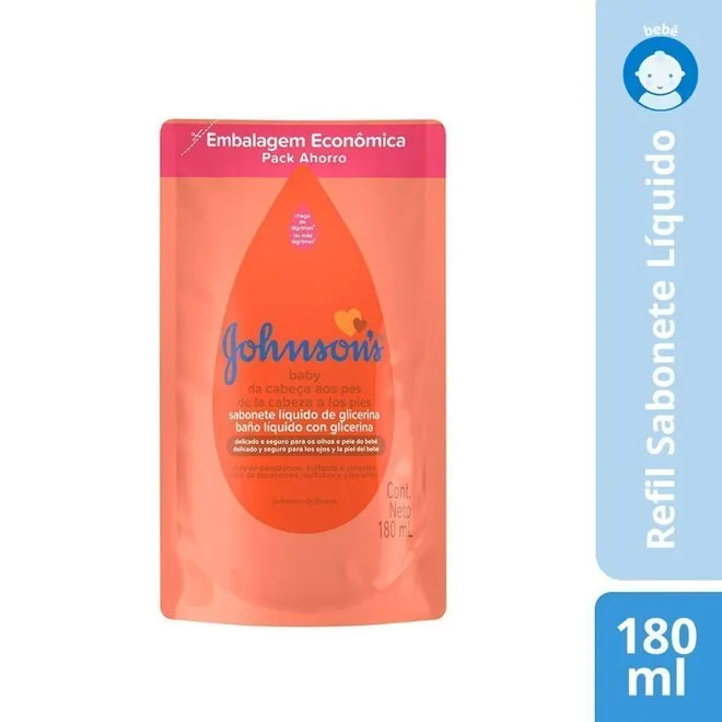Sabonete Johnson Baby Refil Cabeca aos Pes 180ml