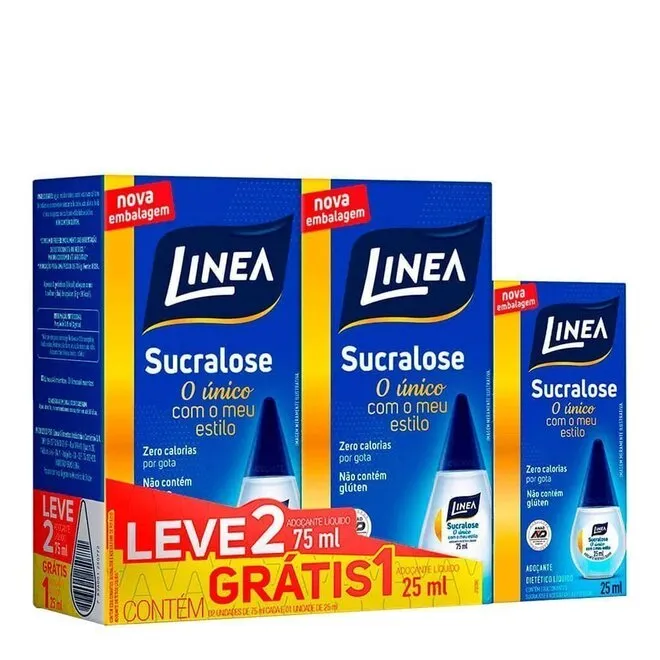 Adoçante Líquido Sucralose 75ml 2Unidad+Gratis 25ml - LINEA