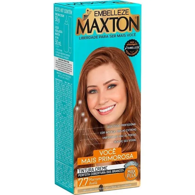 Tintura Creme Maxton 7.7 Marrom Avelã