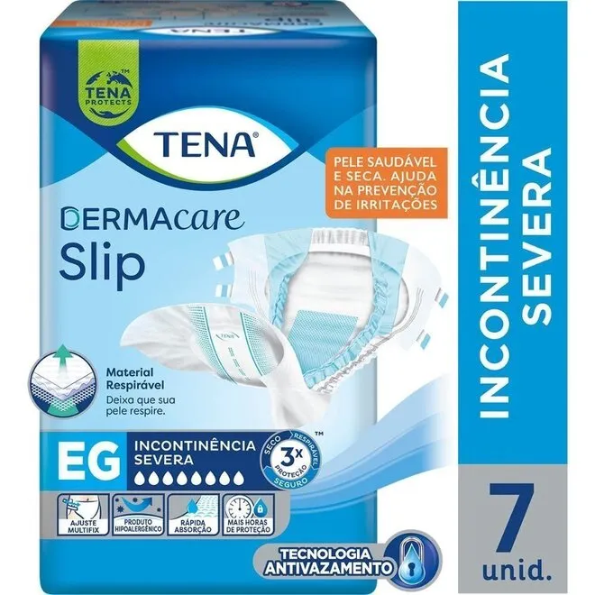 Fralda Descartável Tena Dermacare Slip Eg Pacote 7 Unidades