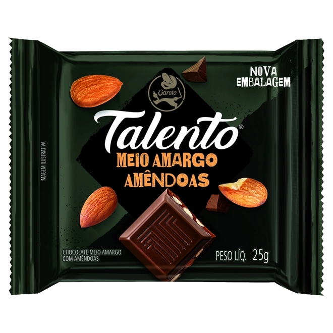 Chocolate Garoto Talento Meio Amargo 25g