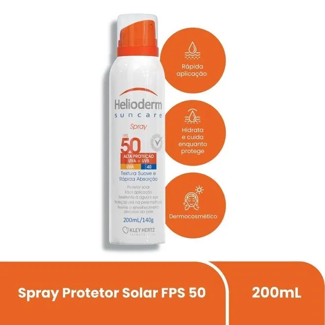 Protetor Solar Fps 50 Helioderm Frasco 200Ml Spray