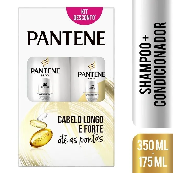 Kit Shampoo 350ml + Condicionador 175ml Pantene Liso Extremo