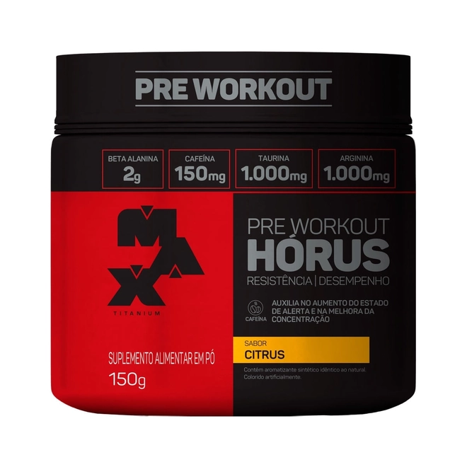 Horus Pré-treino Citrus Pote 150g - Max Titanium