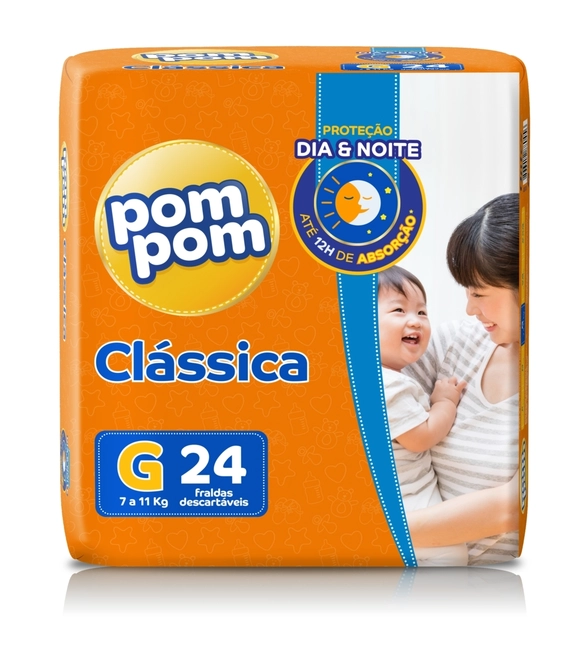 Fralda Pompom Clássica G Jumbo Pacote De 24unidades