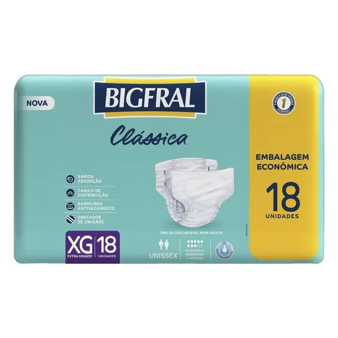 Fralda Geriatrica Bigfral Classica Econ Xg 18Unidades