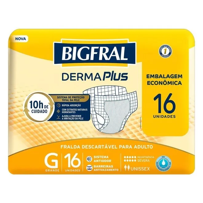 Fralda Geriatrica Bigfral Derma Plus G 16 Unidades