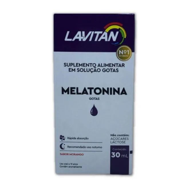 Melatonina Morango Lavitan 30ml Solução Gotas