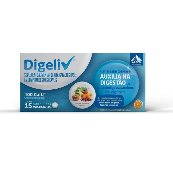 Digeliv 400Galu, Caixa Com 15 Comprimidos Mastigáveis