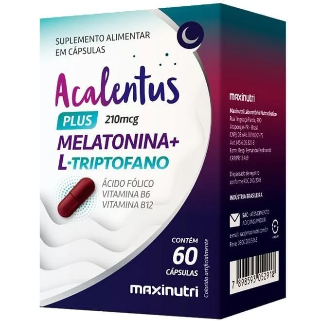 Melatonina + L-Triptofano Acalentus Maxinutri 60 Cápsulas