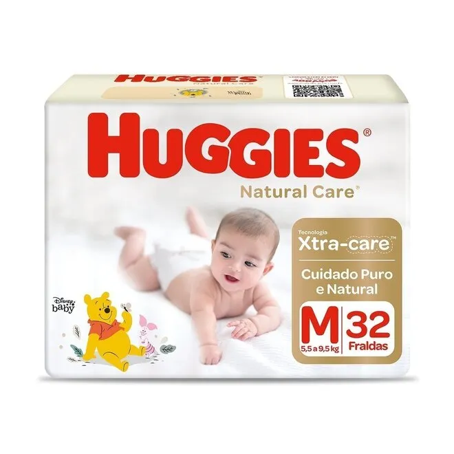 FRALDA HUGGIES NATURAL CARE M 32 UNIDADES
