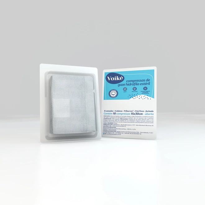 Compressa Gaze Hidrófila Estéril 11Fios Voike 10Un