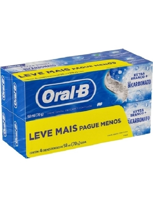 Creme Dental Baking Soda 70g 4 Unidades - ORAL-B