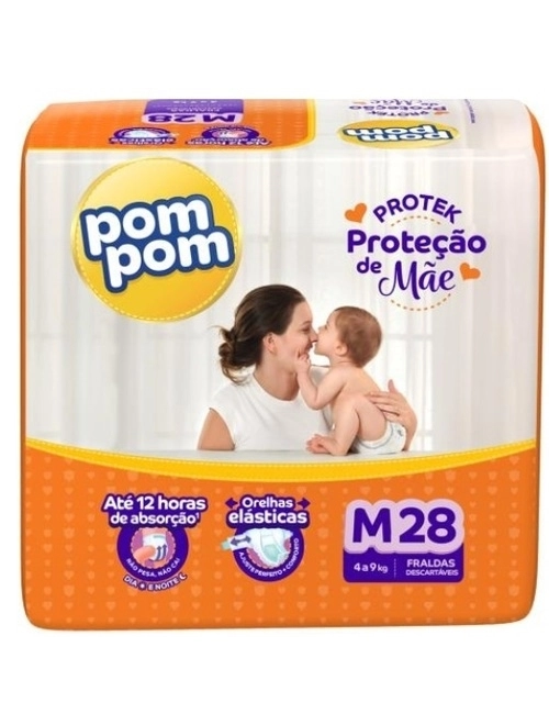Fralda Pompom Derma Protek M 28 Unidades