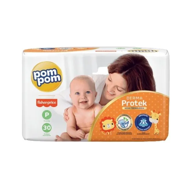 Fralda Pom Pom Derma Protex P Pacote 30Un