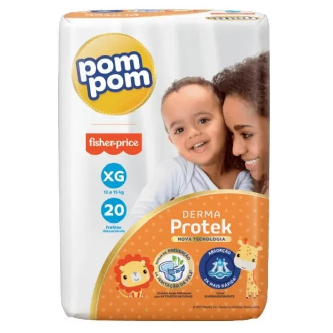 Fralda Pom Pom Derma Protek XG com 20 Unidades
