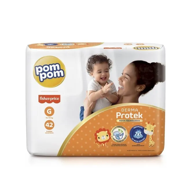 Fralda Derma Protek Mega Pom Pom G 42 Unidades