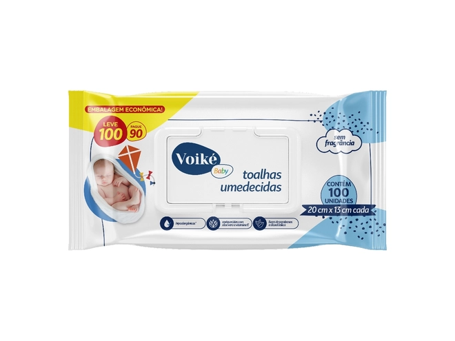 Toalhas Umedecidas Sem Fragrância Voiké Leve 100 Pague 90