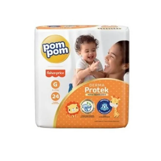 Fralda Infantil Derma Protek G Pom Pom 24Un