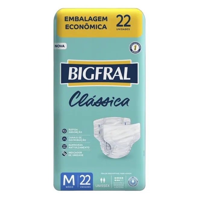 Fralda Geriatrica Bigfral Classica Econ Md 22Unidades