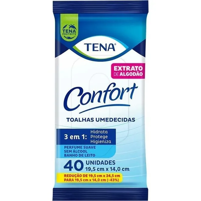 Toalha Umedecida Tena Confort Mini 40 Unidades